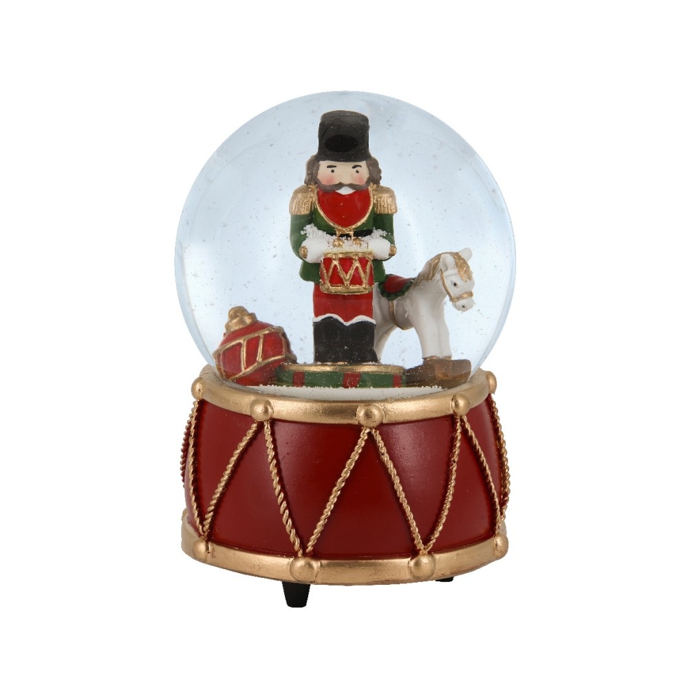 Muziekdoos drums | polyresin | rood/goud | 14,5cm