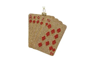 Kersthanger kaarten | plastic | rood/goud | 11cm
