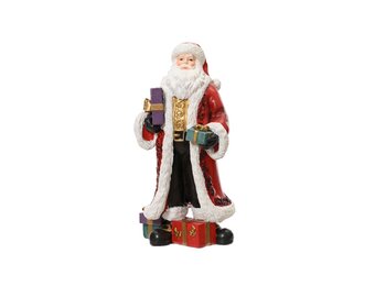 Kerstman met pakjes | polyresin | rood | 22cm