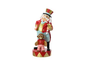 Circus kerstman met aapje | rood/blauw | 27,5cm