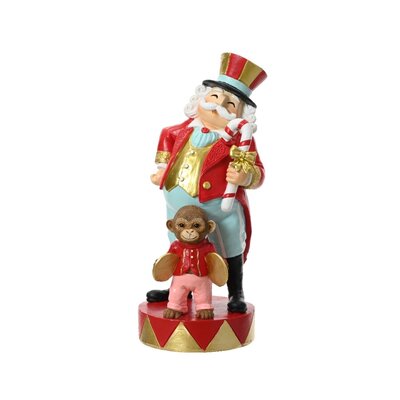 Circus kerstman met aapje | rood/blauw | 27,5cm