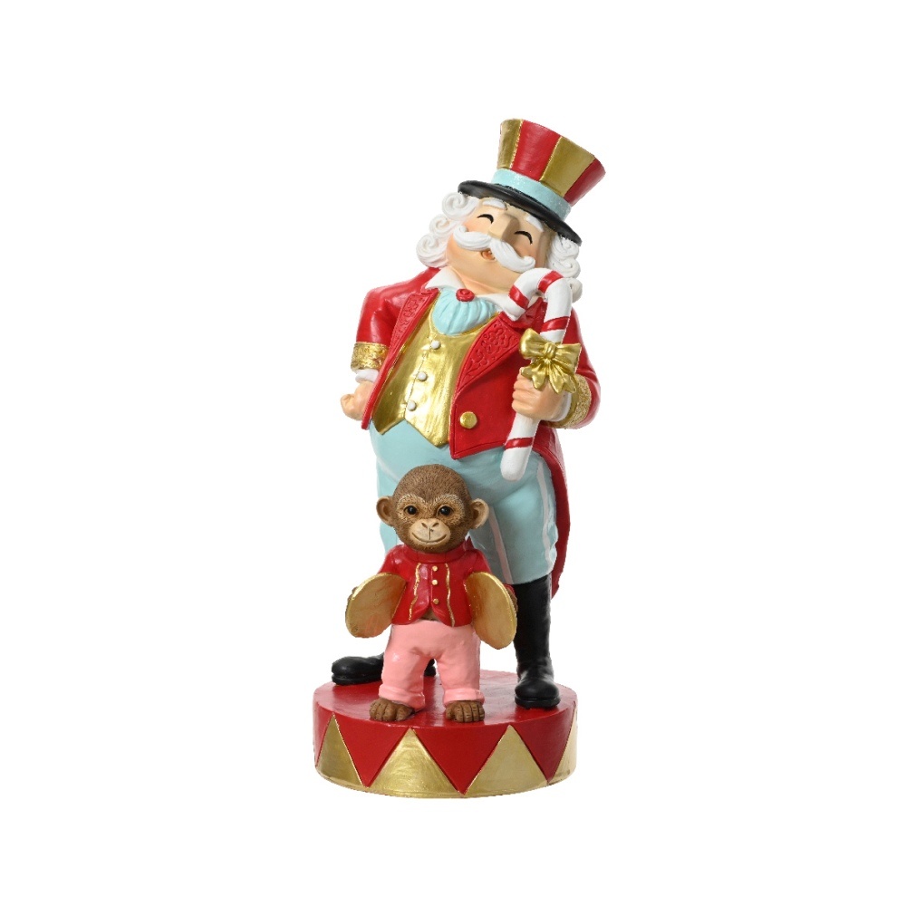 Circus kerstman met aapje | rood/blauw | 27,5cm