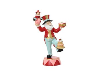Circus kerstman met taart | rood/blauw | 36cm