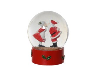 Sneeuwbol kerstpaar | rood/wit | 12cm