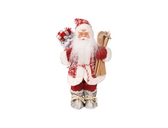 Kerstman met ski's | polyester | rood | 45cm