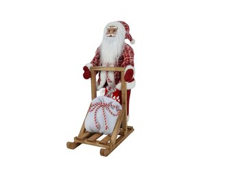 Kerstman met slee | polyester | rood | 48cm
