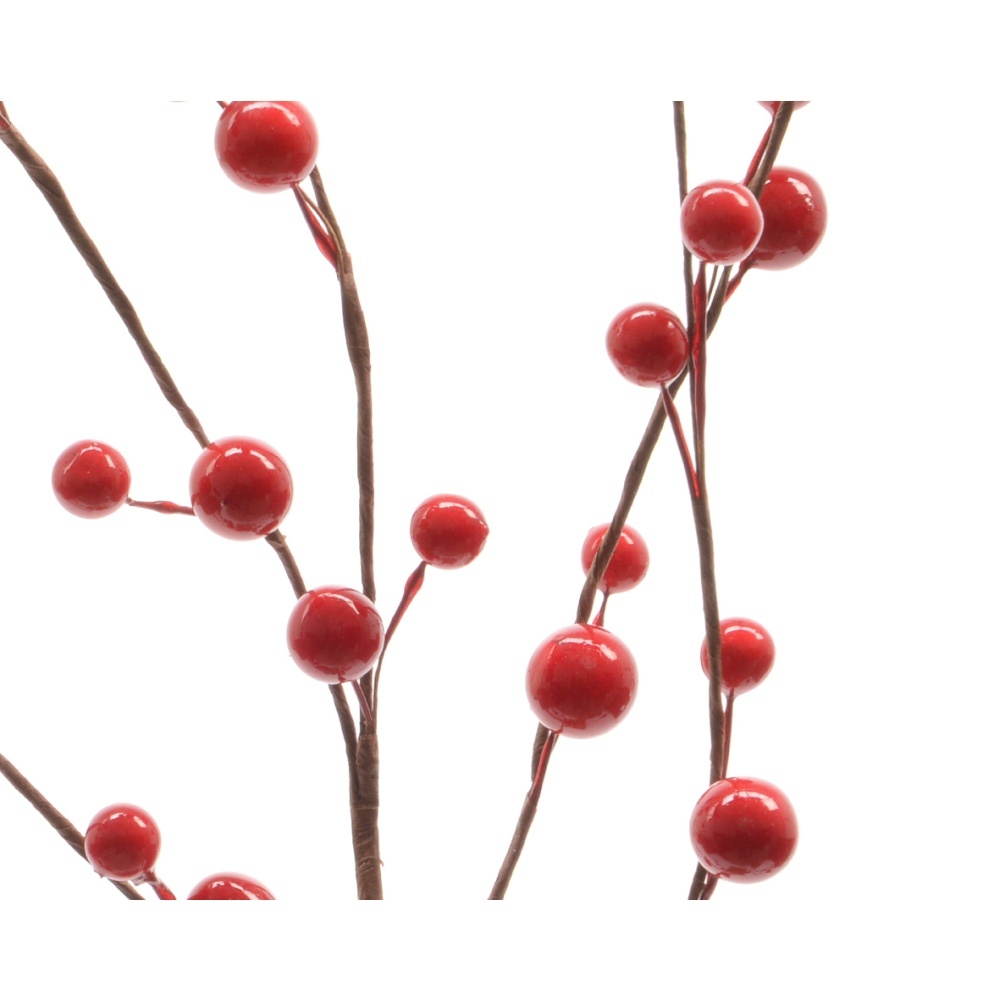 Kerstslinger bladeren met besjes | foam | rood met bevroren details | 55cm