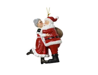 Kersthanger kerstpaar | polyresin | rood/wit | 12,6cm