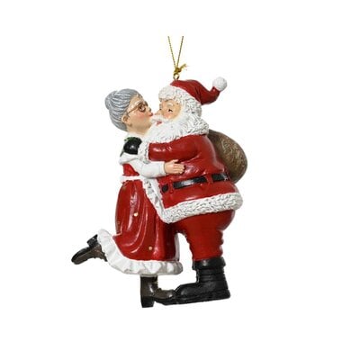 Kersthanger kerstpaar | polyresin | rood/wit | 12,6cm