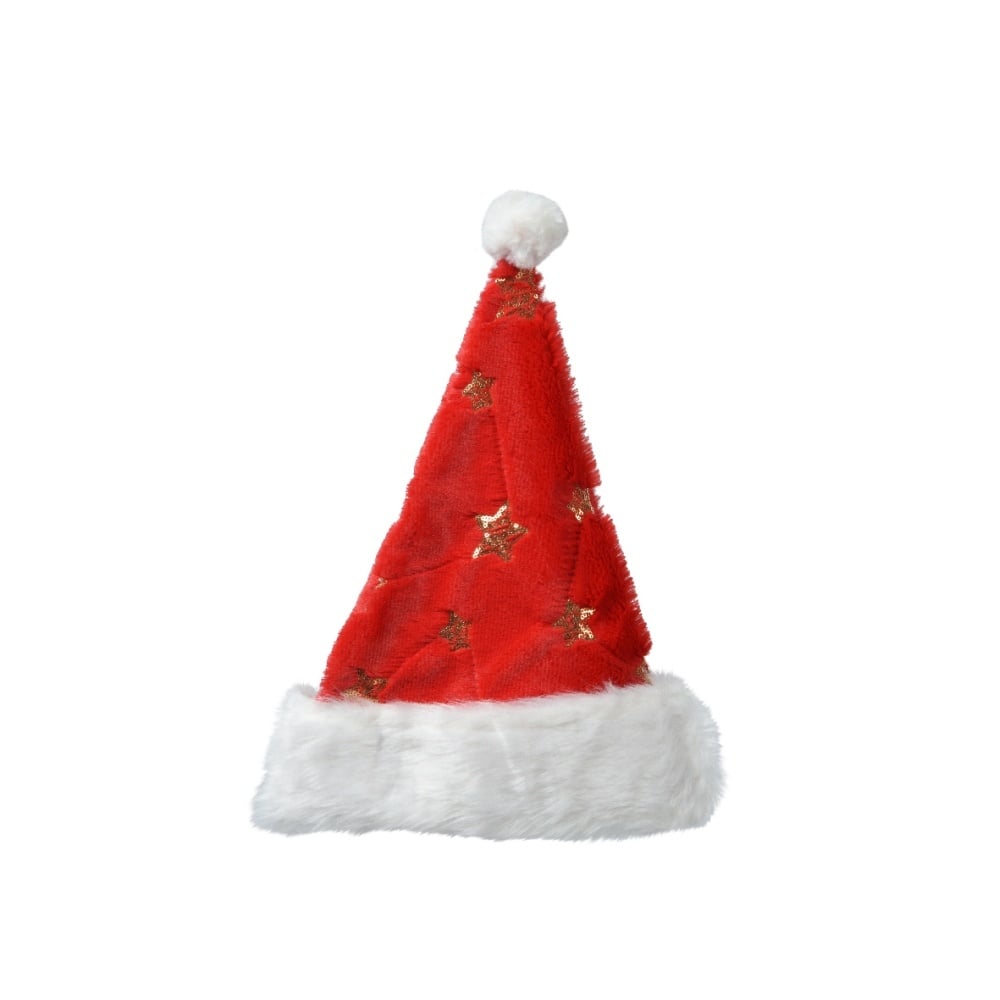 Kerstmuts rood/wit | 100% polyester | met sterren