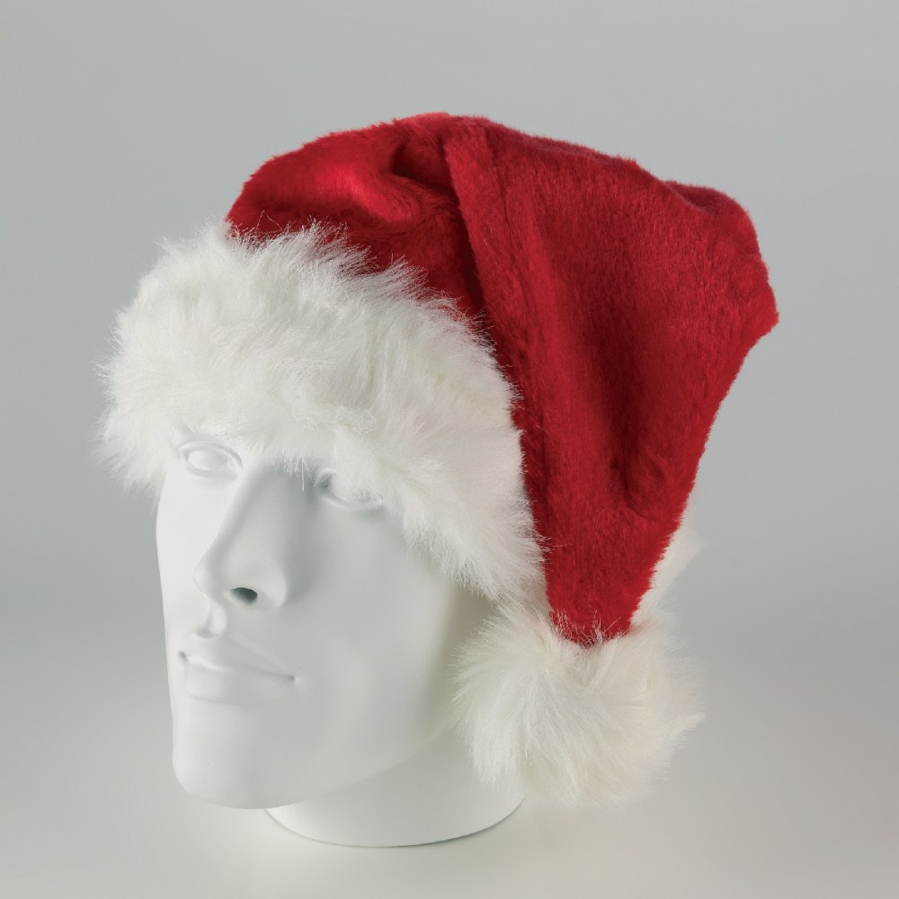 Luxe kerstmuts met bont | rood/wit | 100% polyester