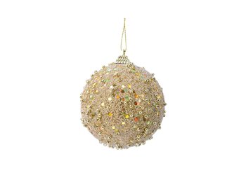 Kerstbal | foam | lichtgoud met glitters | 8cm