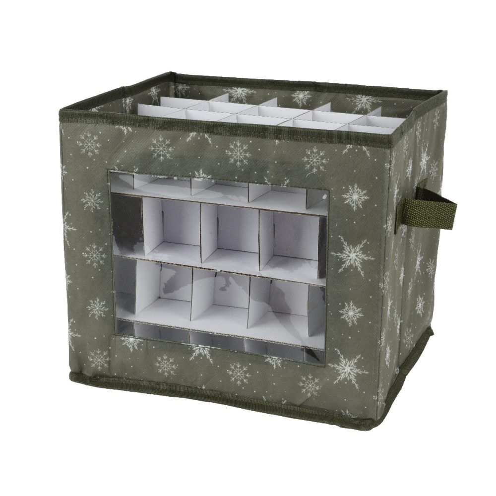 Opbergbox | polyester | groen/wit | 33,5cm