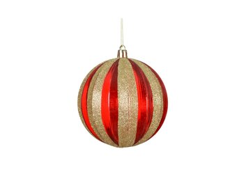 Kerstbal | plastic | rood/goud | 10cm
