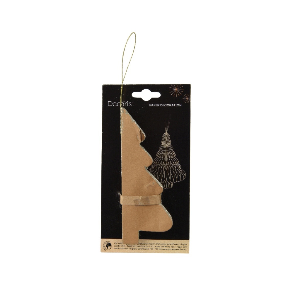Papieren kerstbal | kerstboom | bruin | 15cm