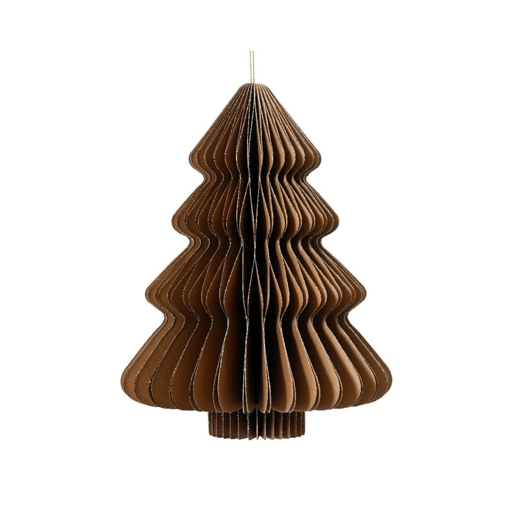 Papieren kerstbal | kerstboom | bruin | 15cm