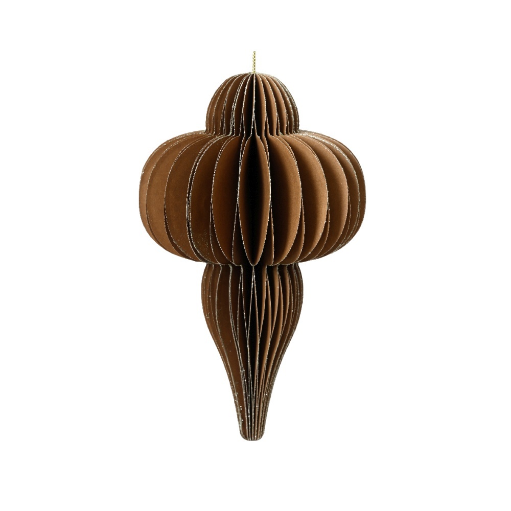 Kersthanger | papier | ornament vorm | bruin | 15cm
