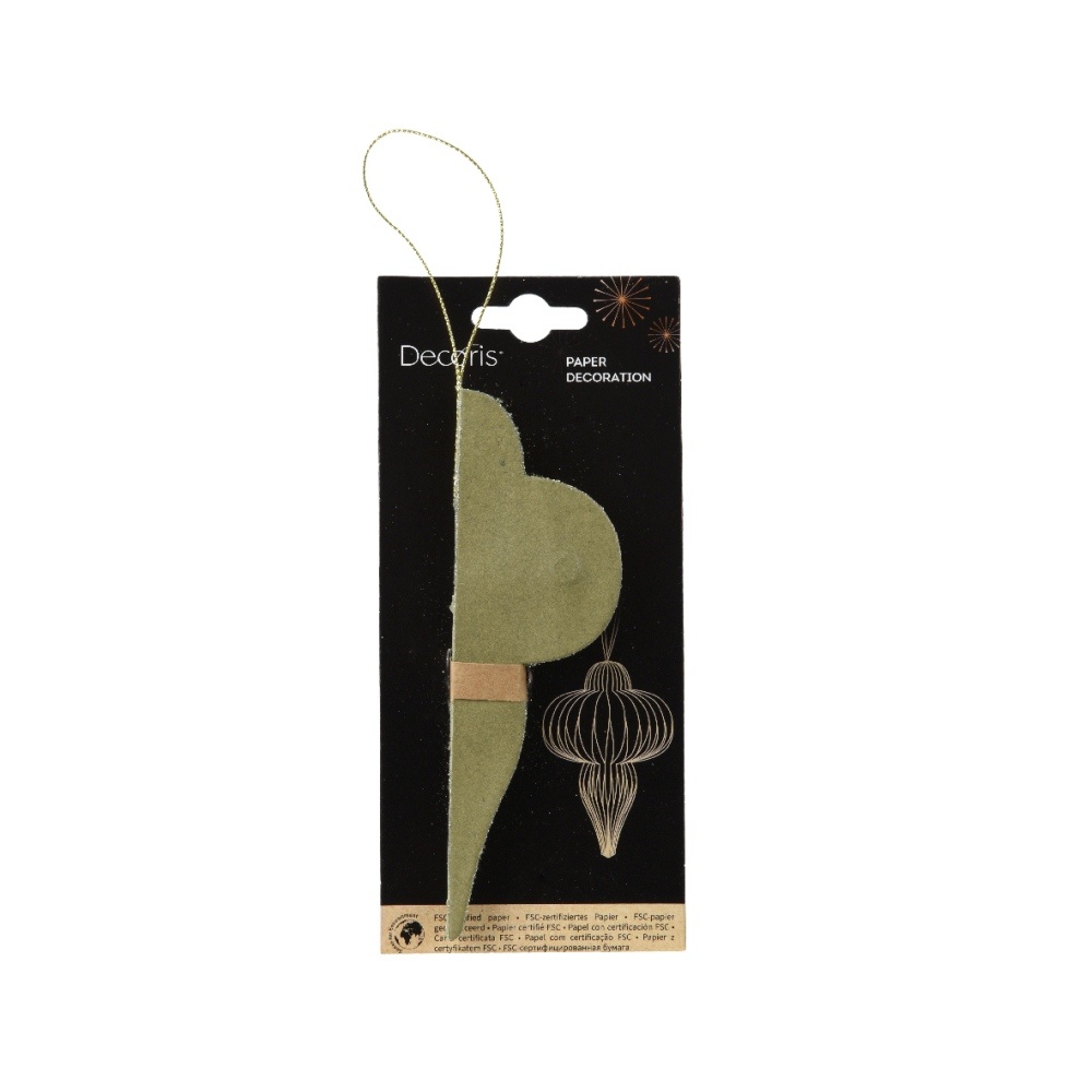 Kersthanger | papier | ornament vorm | groen | 15cm