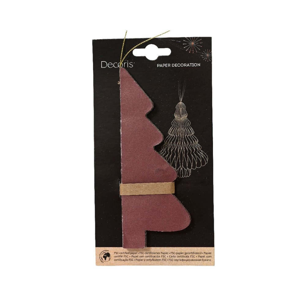 Papieren kerstbal | kerstboom | ossenbloed | 15cm