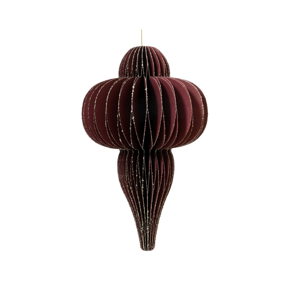 Kersthanger | papier | ornament vorm | ossenbloed | 40cm