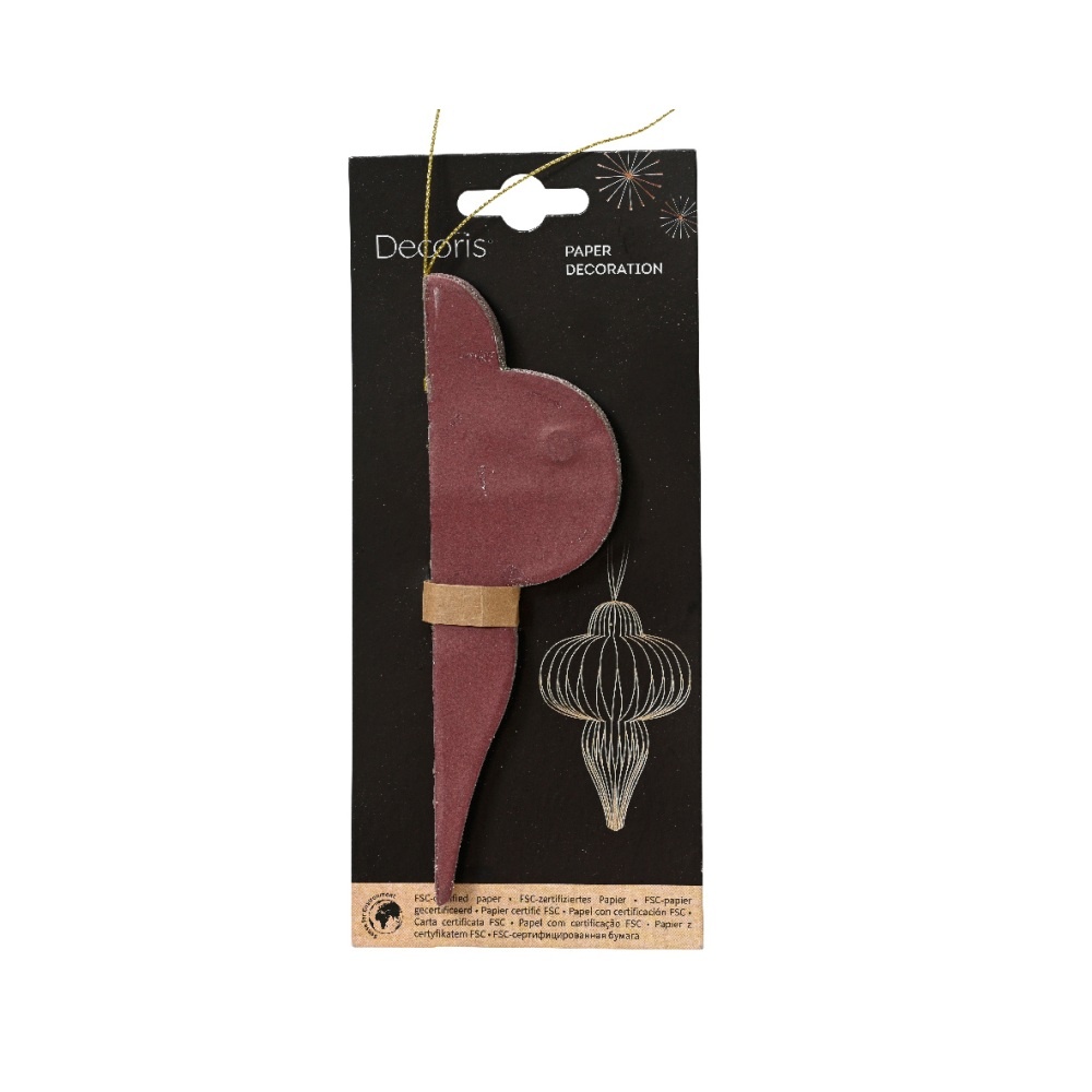 Kersthanger | papier | ornament vorm | ossenbloed | 15cm