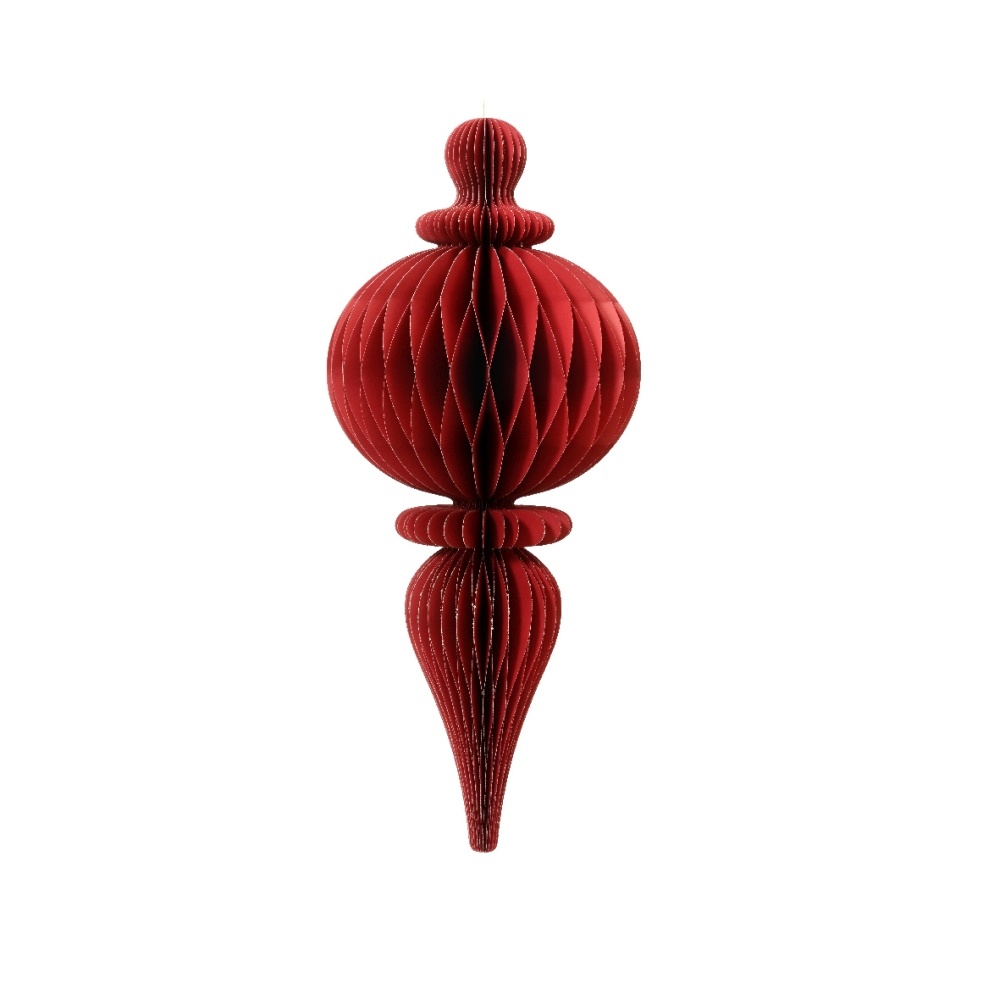 Kersthanger | papier | ornament vorm | rood | 80cm