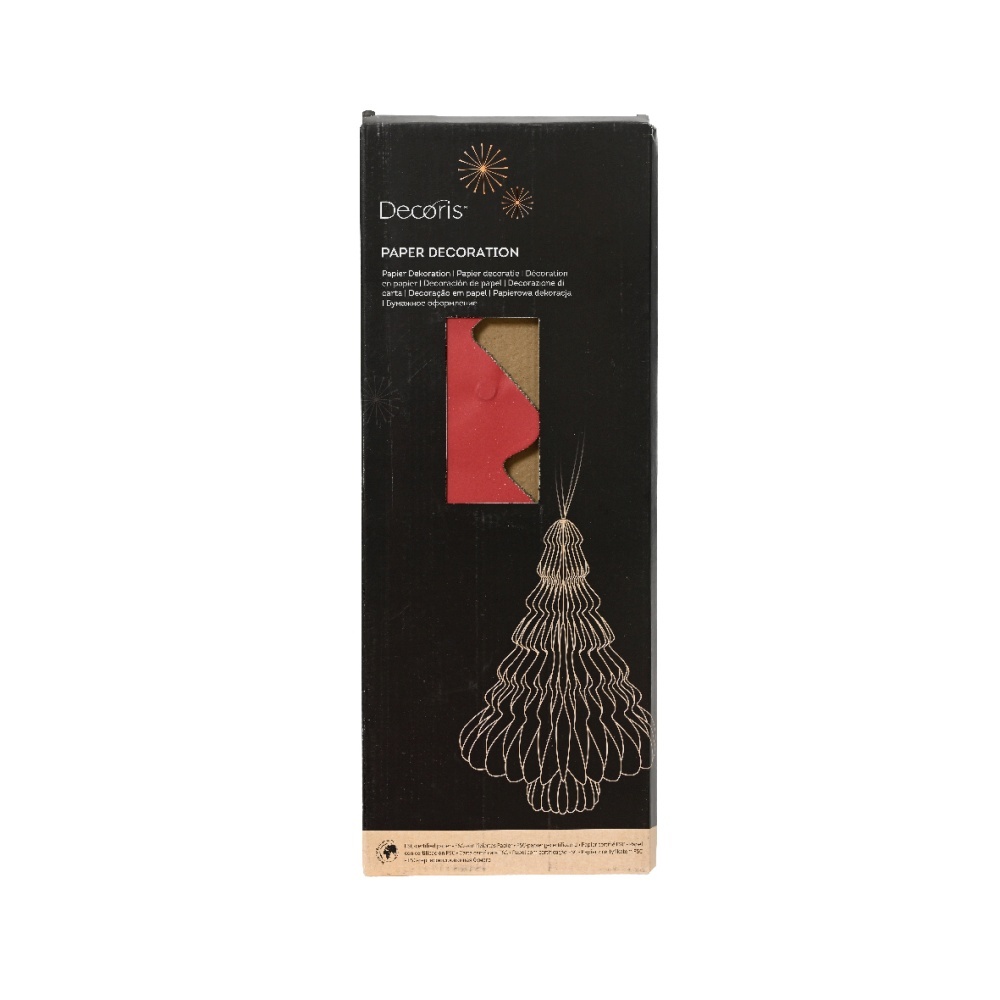 Papieren kerstbal | kerstboom | rood | 40cm