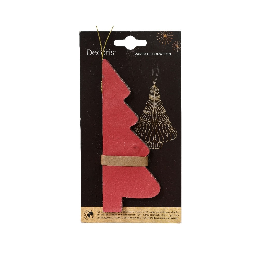 Papieren kerstbal | kerstboom | rood | 15cm