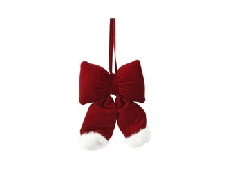 Kerststrik | polyester | ossenbloed/wit | 26cm