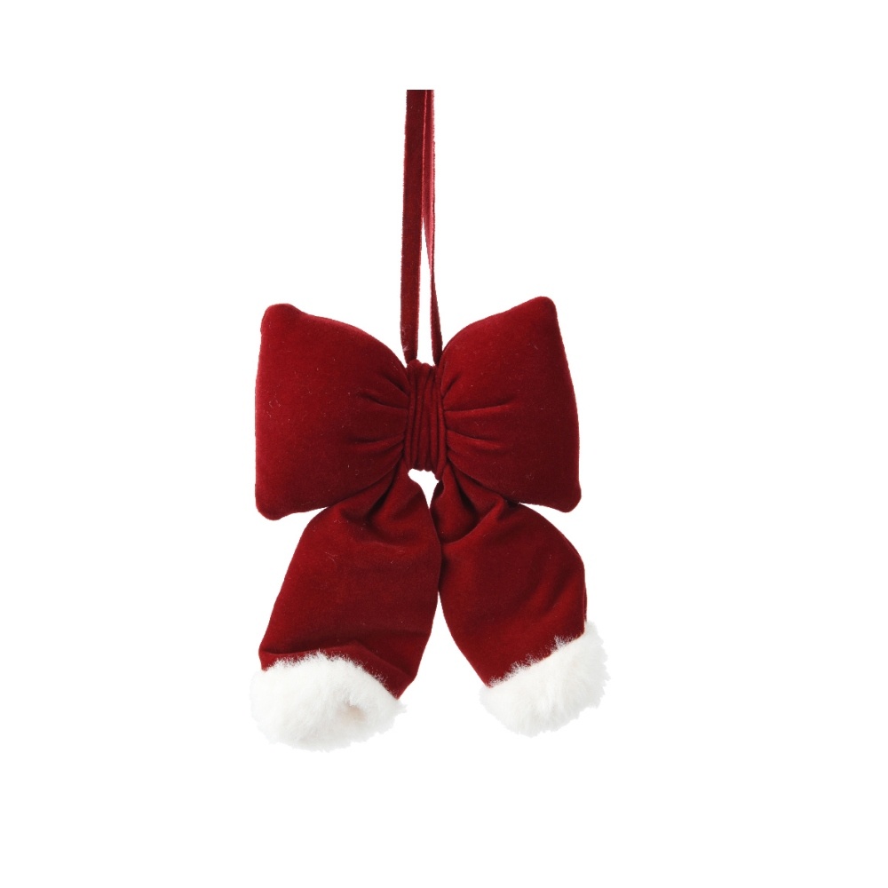 Kerststrik | polyester | ossenbloed/wit | 26cm
