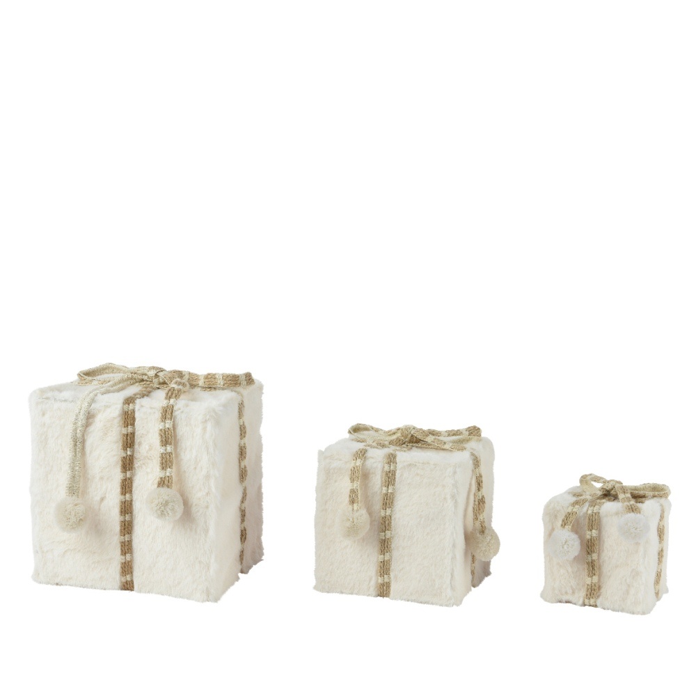 Pakjes | 3-delig | kunstbont | wit