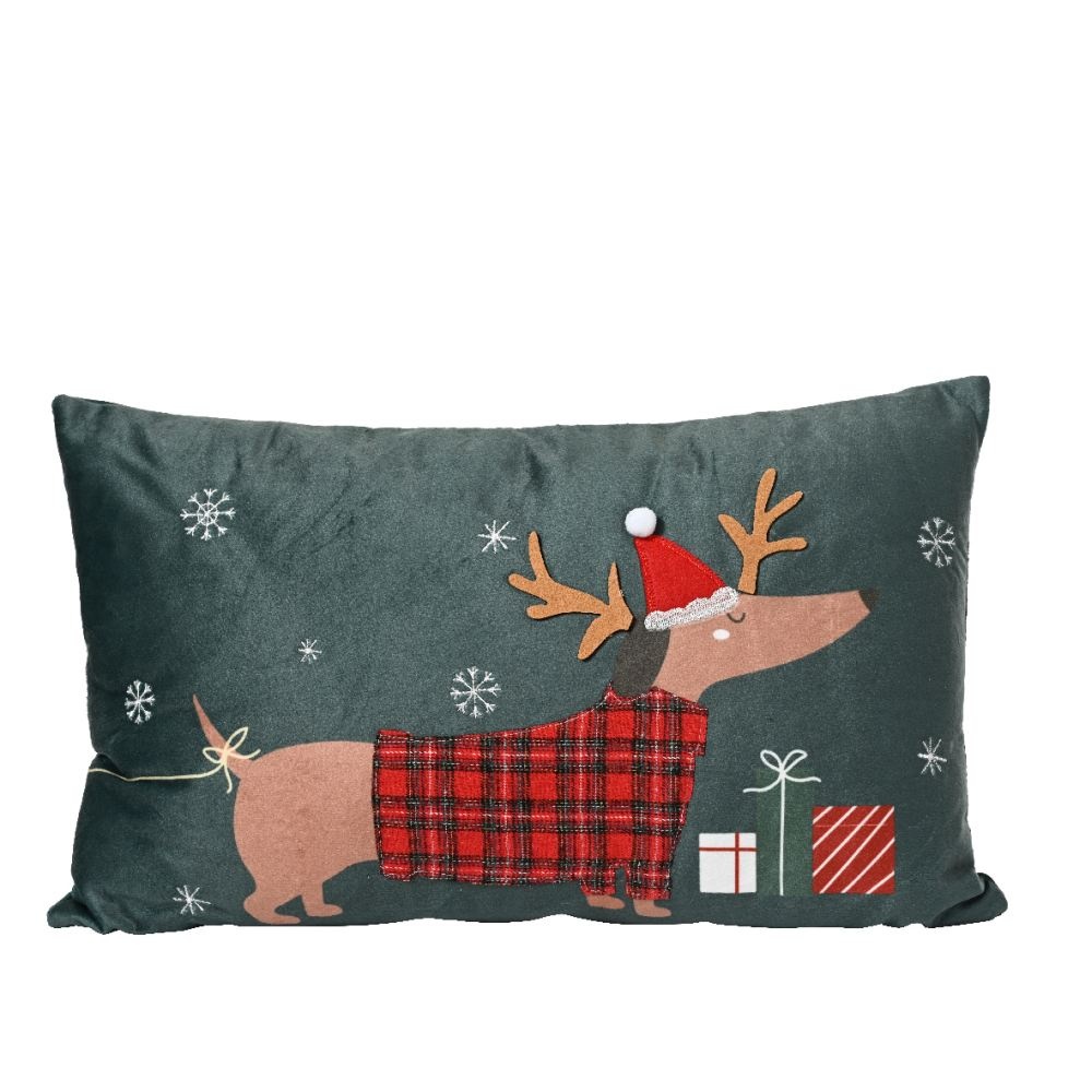 Kussen met kersthond | polyester | 50cm