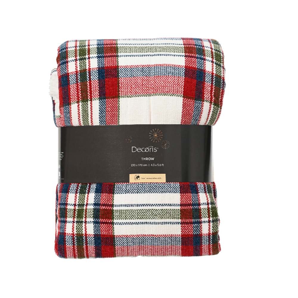 Kerstkleed geruit | wit/rood | 170x130cm