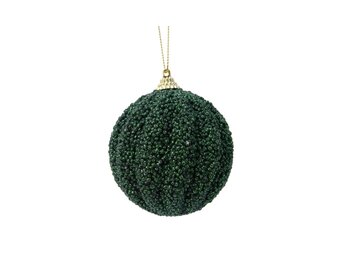 Gedecoreerde kerstbal | foam | dennengroen met glitters | 8cm