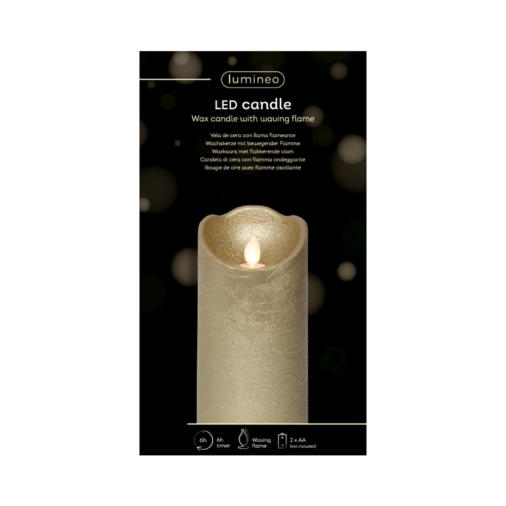 LED kaars | wax | goud/warm wit met bewegend lampje | ø7,5x15cm