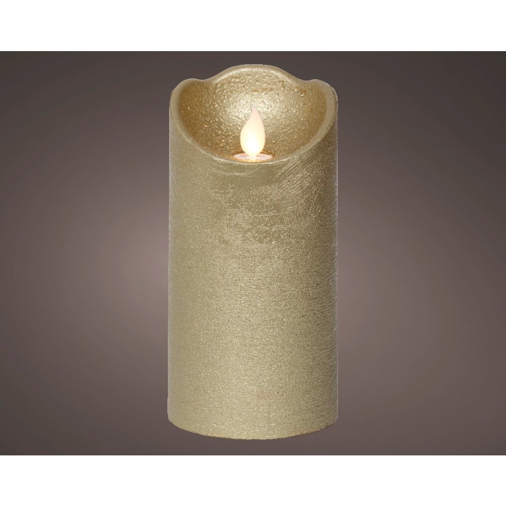 LED kaars | wax | goud/warm wit met bewegend lampje | ø7,5x15cm