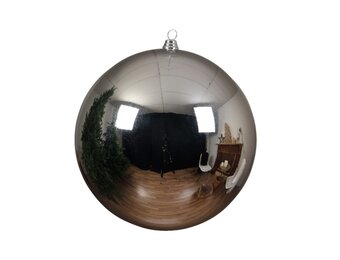 Kerstbal glanzend | plastic | zilver | 14cm