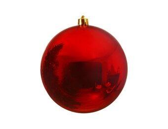 Kerstbal glanzend | plastic | rood | 14cm