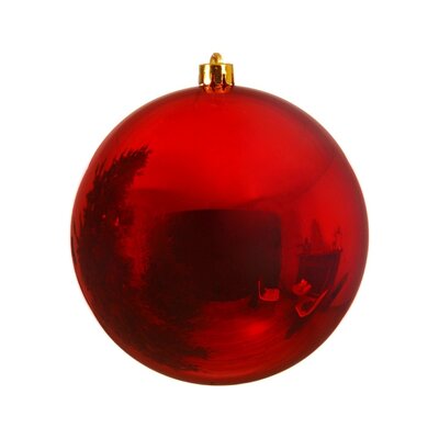 Kerstbal glanzend | plastic | rood | 14cm