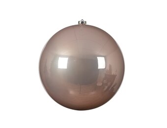 Kerstbal groot glanzend | plastic | poederroze | 14cm
