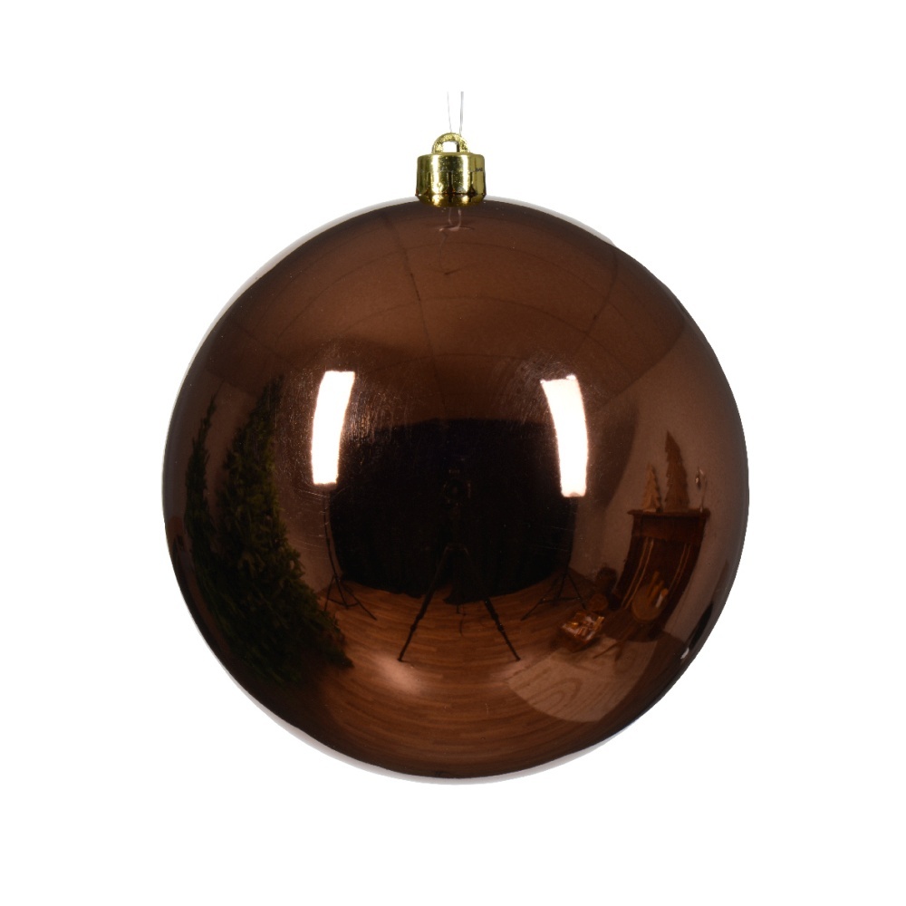 Kerstbal glanzend | plastic | espresso | 14cm