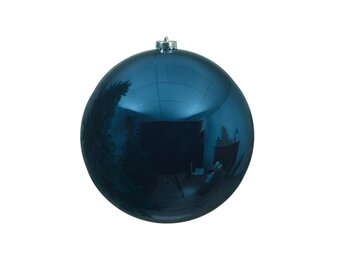 Kerstbal groot glanzend | plastic | nachtblauw | 14cm