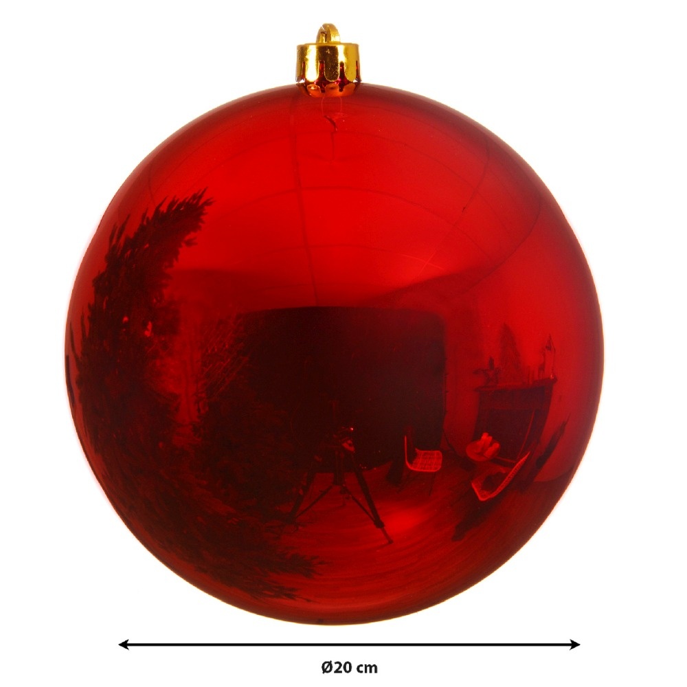 Kerstbal glanzend | plastic | rood | 20cm