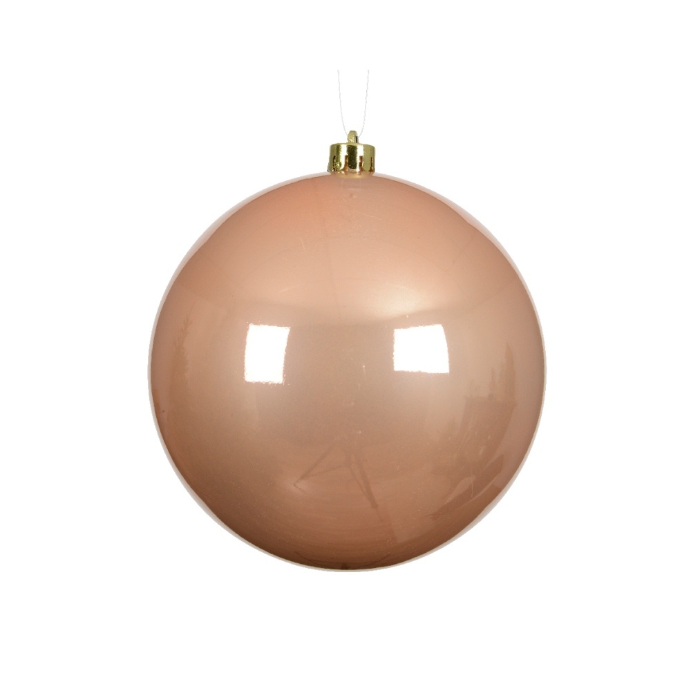 Kerstbal mega groot glanzend | plastic | parelroze | 20cm