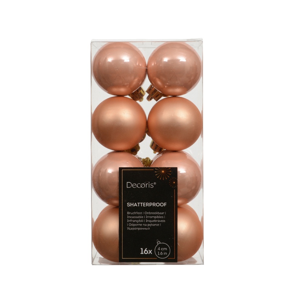 Kerstballen mixbox 16-delig | glanzend/matte | plastic | parel | 4cm