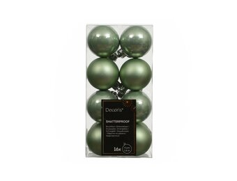 Kerstballen mixbox 16-delig | glanzend/matte | plastic | lichtgroen | 4cm