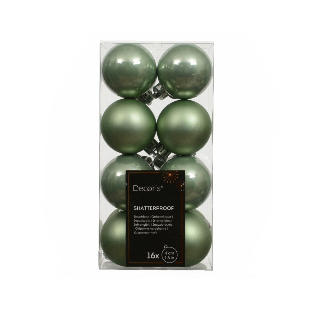 Kerstballen mixbox 16-delig | glanzend/matte | plastic | lichtgroen | 4cm