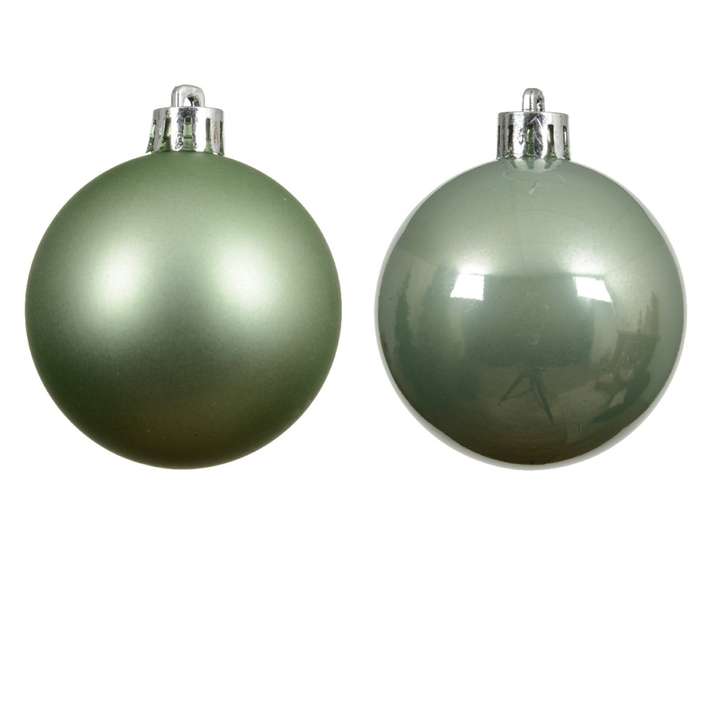 Kerstballen mixbox 12-delig | glanzend/matte | plastic | lichtgroen | 6cm