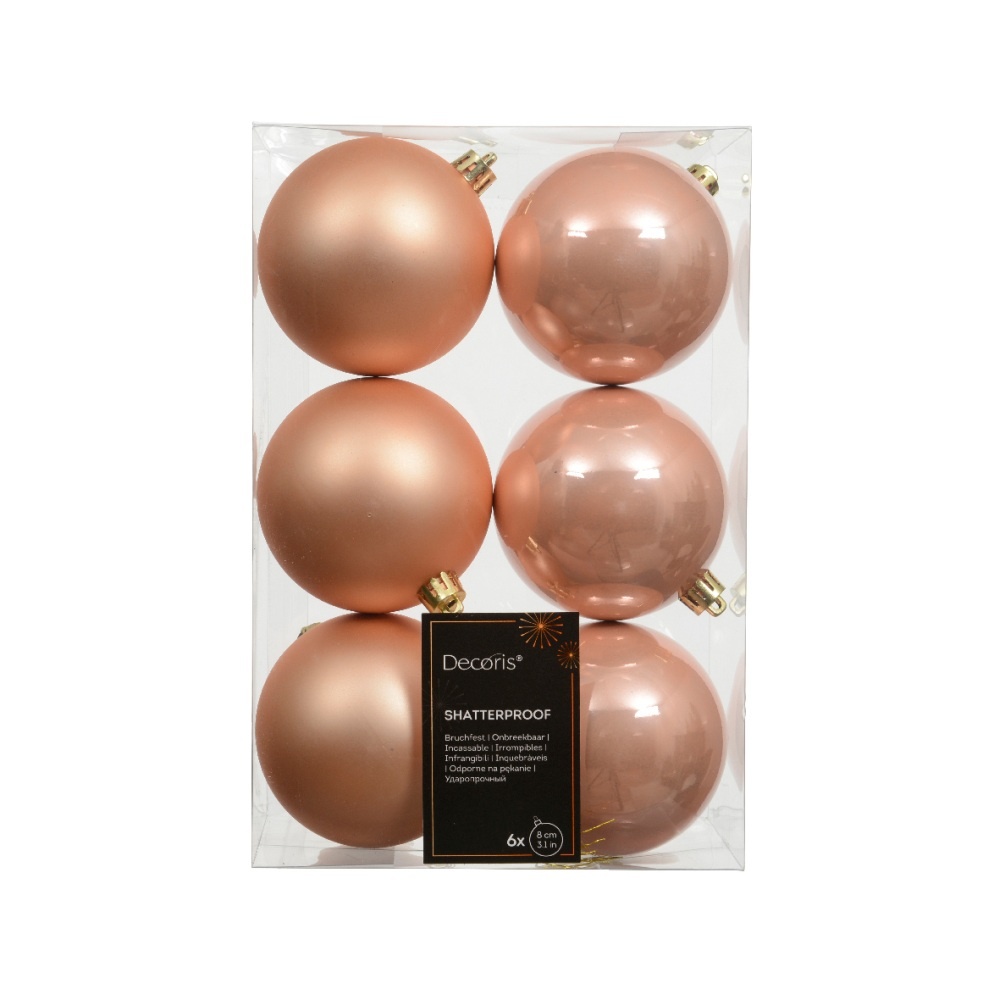 Kerstballen mixbox 6-delig | glanzend/matte | plastic | parel | 8cm