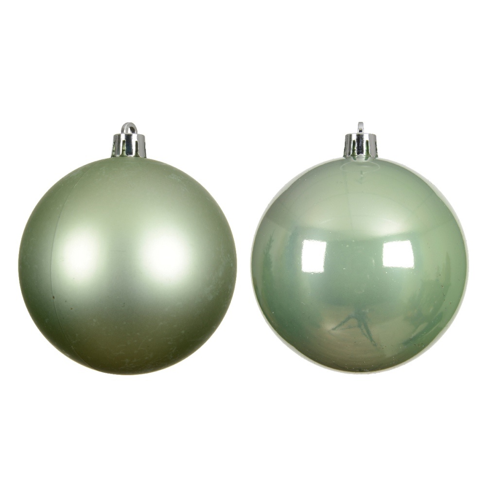 Kerstballen mixbox 6-delig | glanzend/matte | plastic | lichtgroen | 8cm